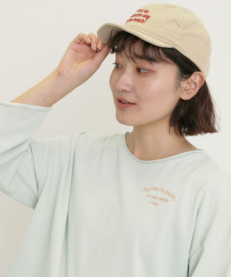 Samansa Mos2「インレイ裏毛カットオフロゴ刺繍カットソー」|Tシャツ・カットソー|ミント