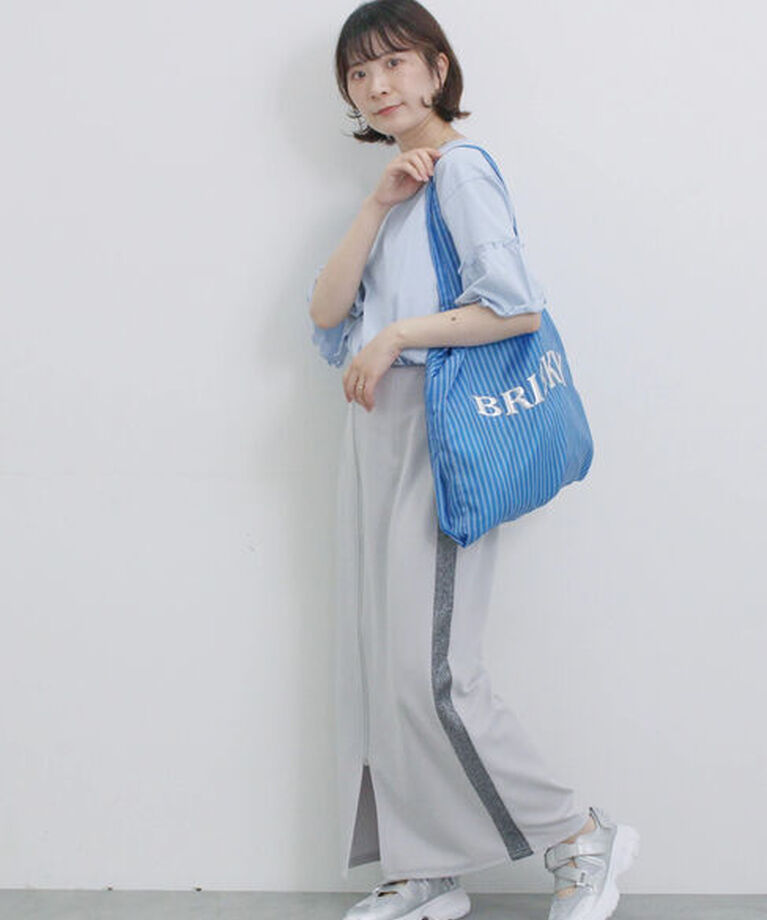Samansa Mos2 blue「フリルスリーブTシャツ」|Tシャツ・カットソー|