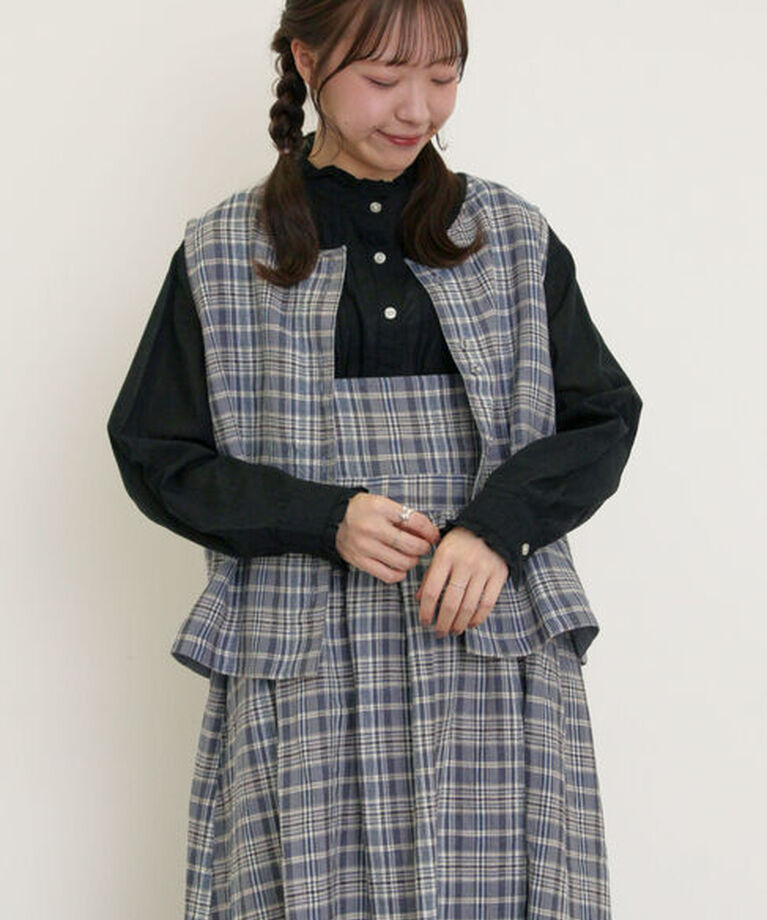 Samansa Mos2「【Cross×Linen】並びボタンベスト」|ダウンベスト・ベスト|ネイビー