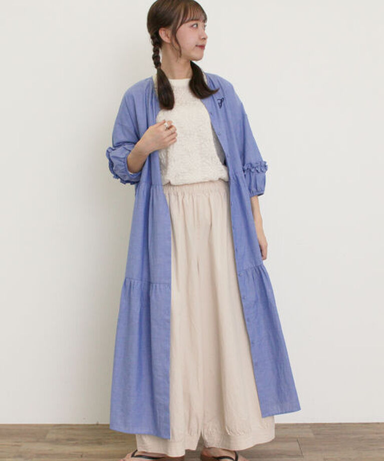 Samansa Mos2「【S/Mサイズ】イニシャル刺繍7分袖ティアードワンピース」|ワンピース|