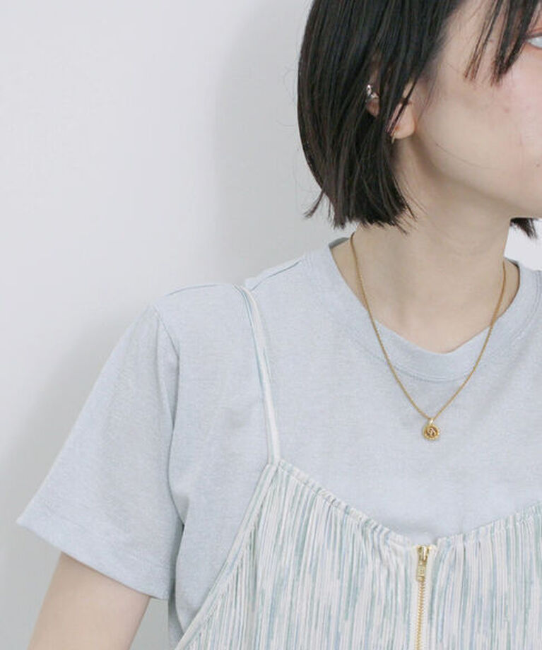 Samansa Mos2 blue「ラメTシャツ」|Tシャツ・カットソー|サックスブルー