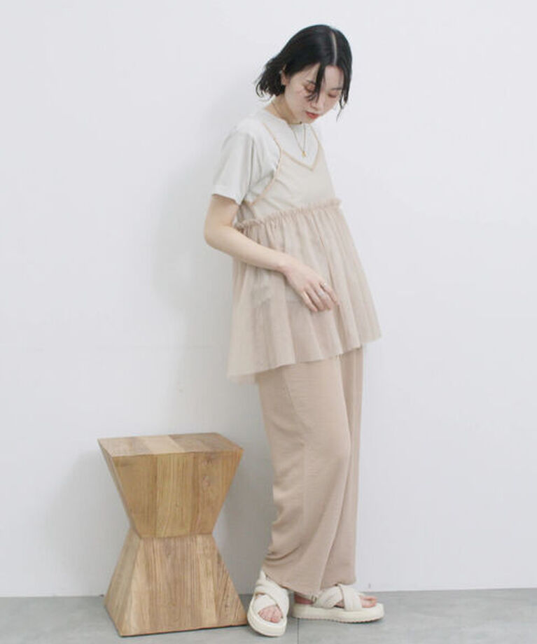 Samansa Mos2 blue「ラメTシャツ」|Tシャツ・カットソー|
