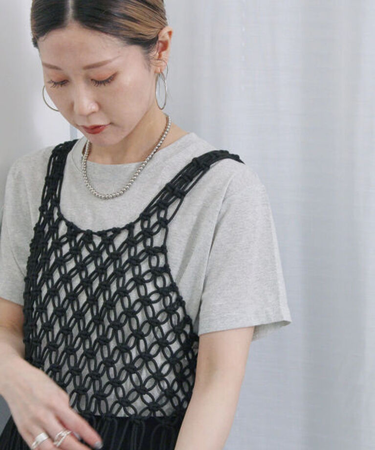 Samansa Mos2 blue「ラメTシャツ」|Tシャツ・カットソー|