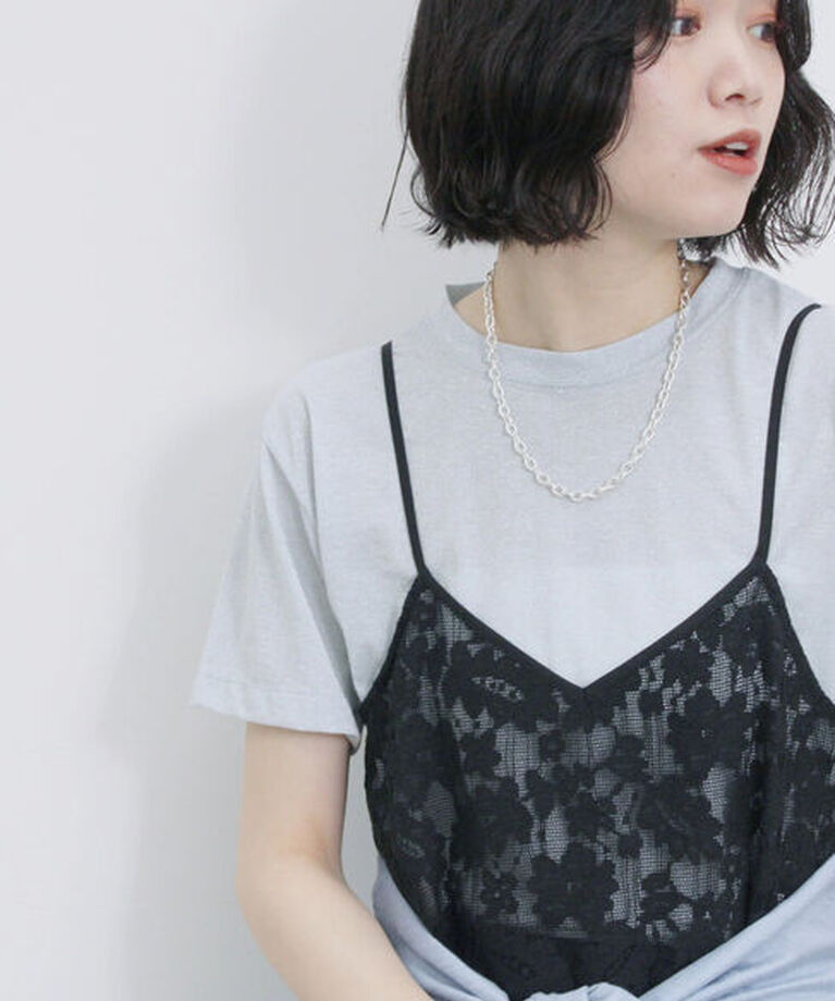 Samansa Mos2 blue「ラメTシャツ」|Tシャツ・カットソー|