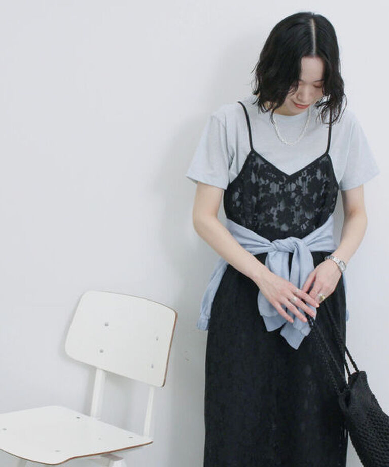 Samansa Mos2 blue「ラメTシャツ」|Tシャツ・カットソー|