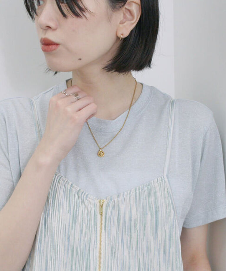 Samansa Mos2 blue「ラメTシャツ」|Tシャツ・カットソー|