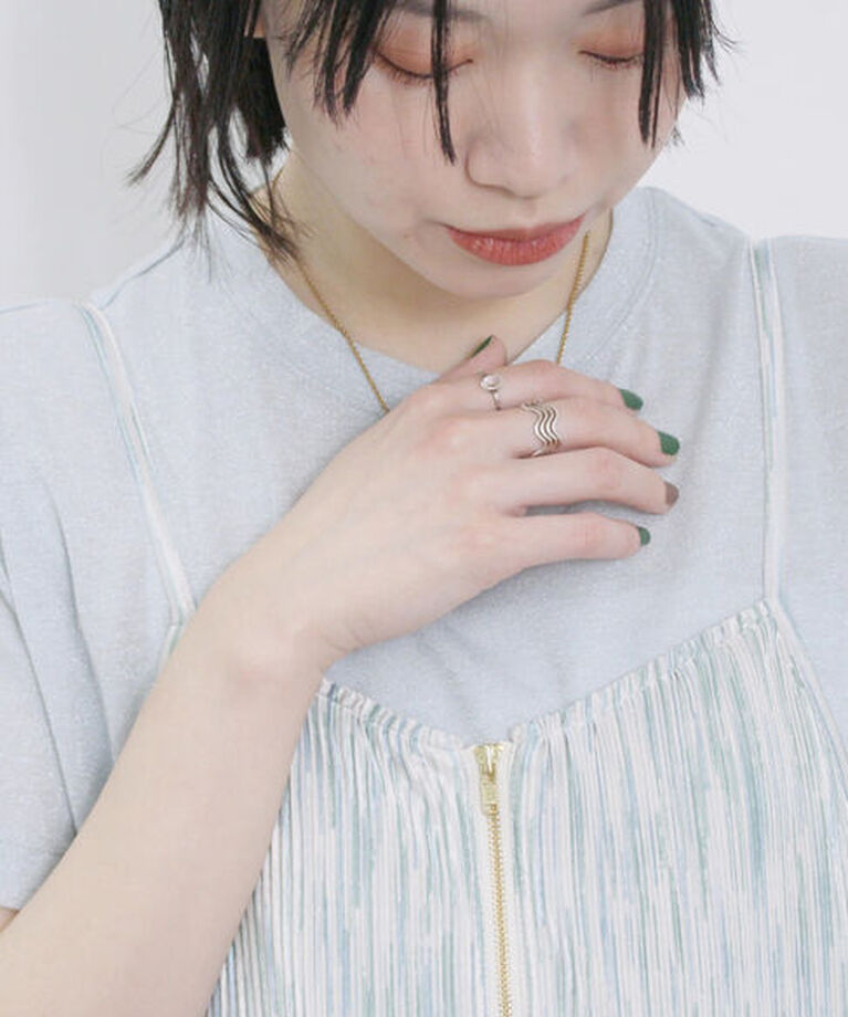 Samansa Mos2 blue「ラメTシャツ」|Tシャツ・カットソー|