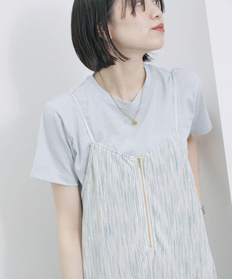 Samansa Mos2 blue「ラメTシャツ」|Tシャツ・カットソー|