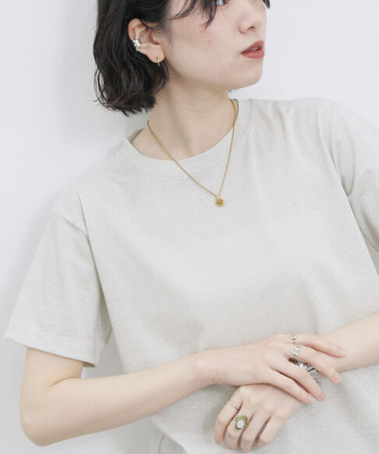 Samansa Mos2 blue「ラメTシャツ」|Tシャツ・カットソー|