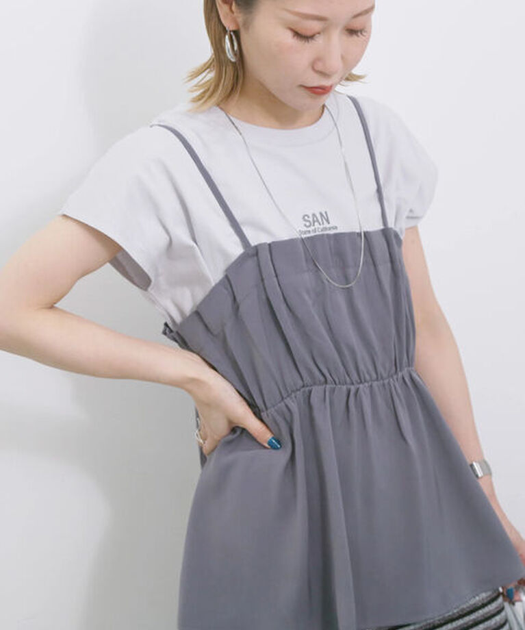 Samansa Mos2 blue「【接触冷感】キャミビスチェ」|シャツ・ブラウス|
