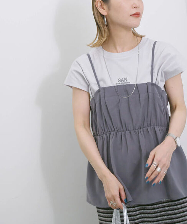 Samansa Mos2 blue「【接触冷感】キャミビスチェ」|シャツ・ブラウス|