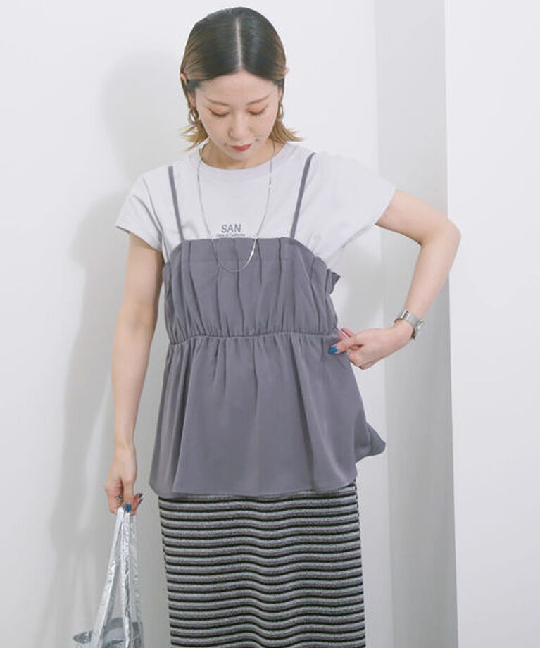 Samansa Mos2 blue「【接触冷感】キャミビスチェ」|シャツ・ブラウス|