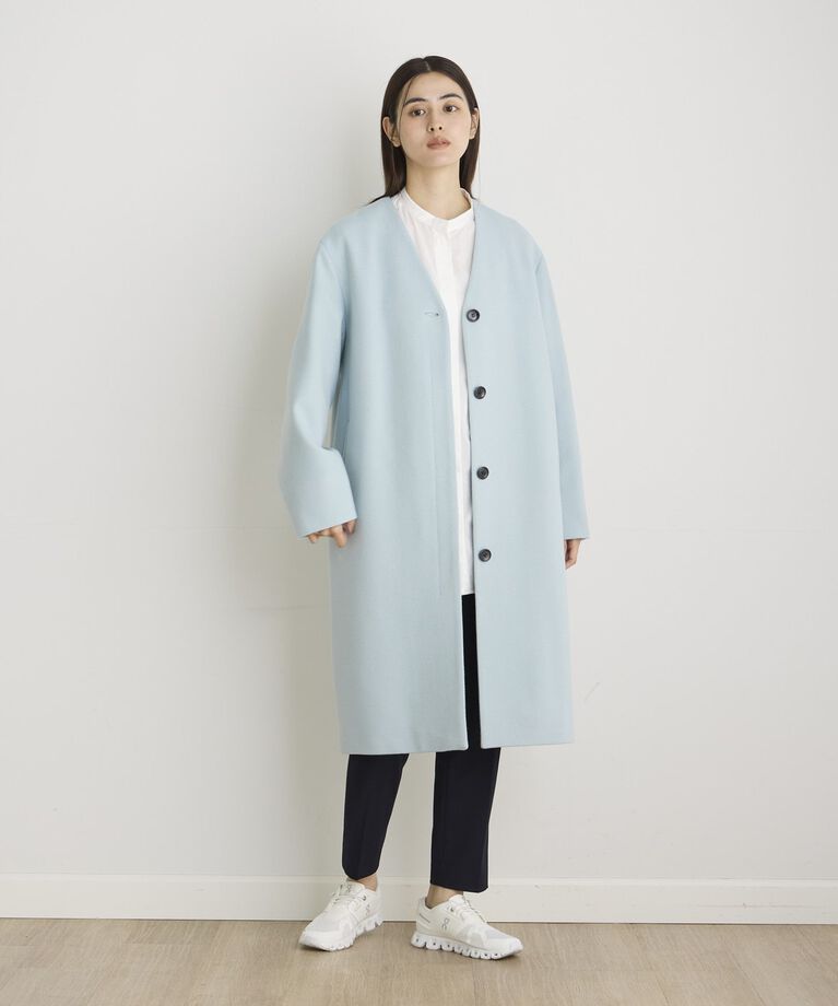 I.T.'S international「カラーレスロングメルトンコート《Super110's Wool》」|ステンカラーコート|