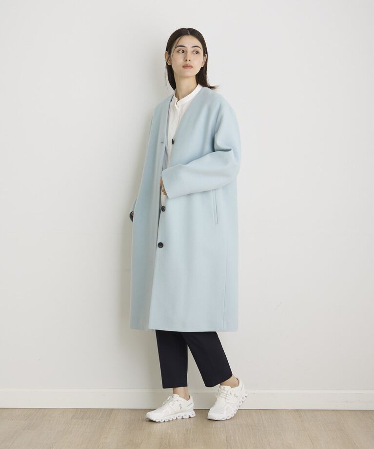 I.T.'S international「カラーレスロングメルトンコート《Super110's Wool》」|ステンカラーコート|
