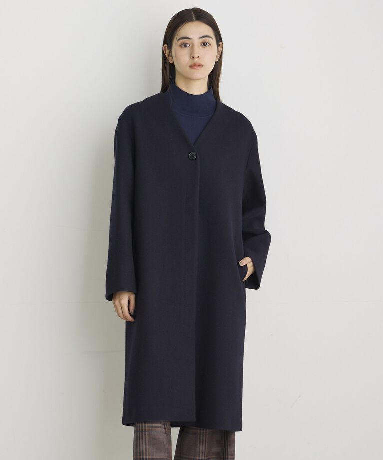 I.T.'S international「カラーレスロングメルトンコート《Super110's Wool》」|ステンカラーコート|