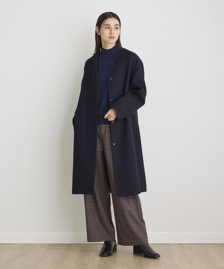 I.T.'S international「カラーレスロングメルトンコート《Super110's Wool》」|ステンカラーコート|