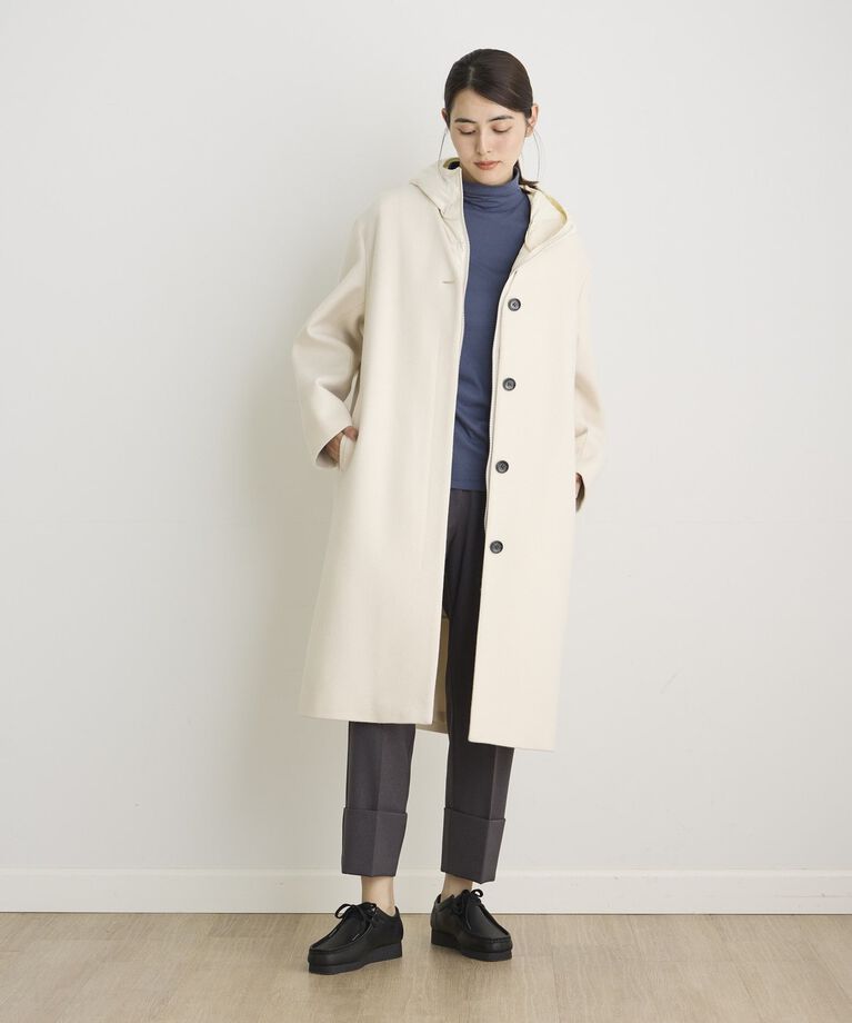 I.T.'S international「カラーレスロングメルトンコート《Super110's Wool》」|ステンカラーコート|