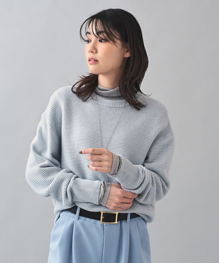 UNTITLED「【ゆるシルエット】ウール混 クルーネックニット」|ニット・セーター|ｻｯｸｽﾌﾞﾙｰ(090)