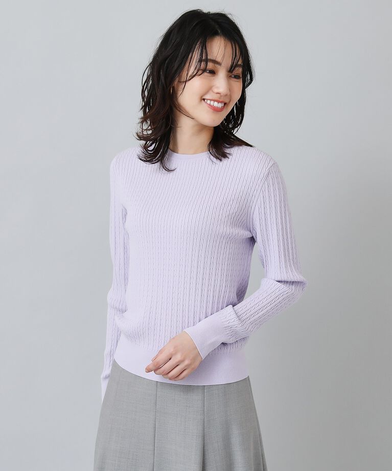 UNTITLED「【春・秋・冬に活躍！！／アンサンブル可能】レーヨンミニケーブルニット」|ニット・セーター|ﾗﾍﾞﾝﾀﾞｰ(080)