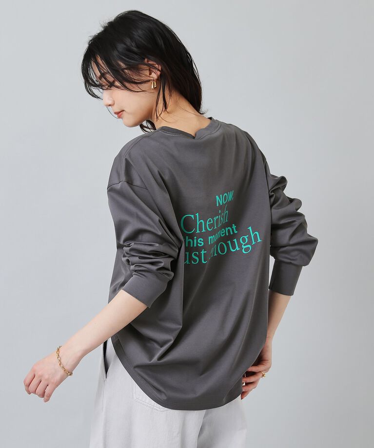 UNTITLED「【コットン100／長袖】バックプリント ロンT」|Tシャツ・カットソー|ﾁｬｺｰﾙｸﾞﾚｰ(114)