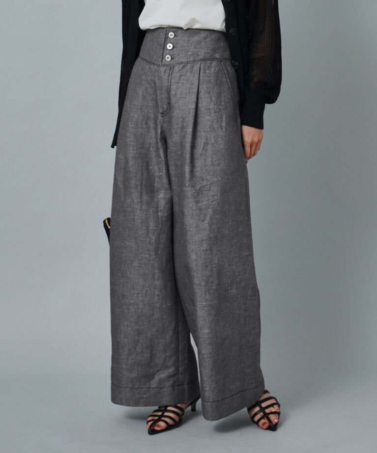UNTITLED「【セットアップ可能】ヘンプシャンブレー ワイドパンツ」|その他|