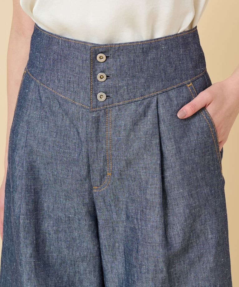 UNTITLED「【セットアップ可能】ヘンプシャンブレー ワイドパンツ」|その他|