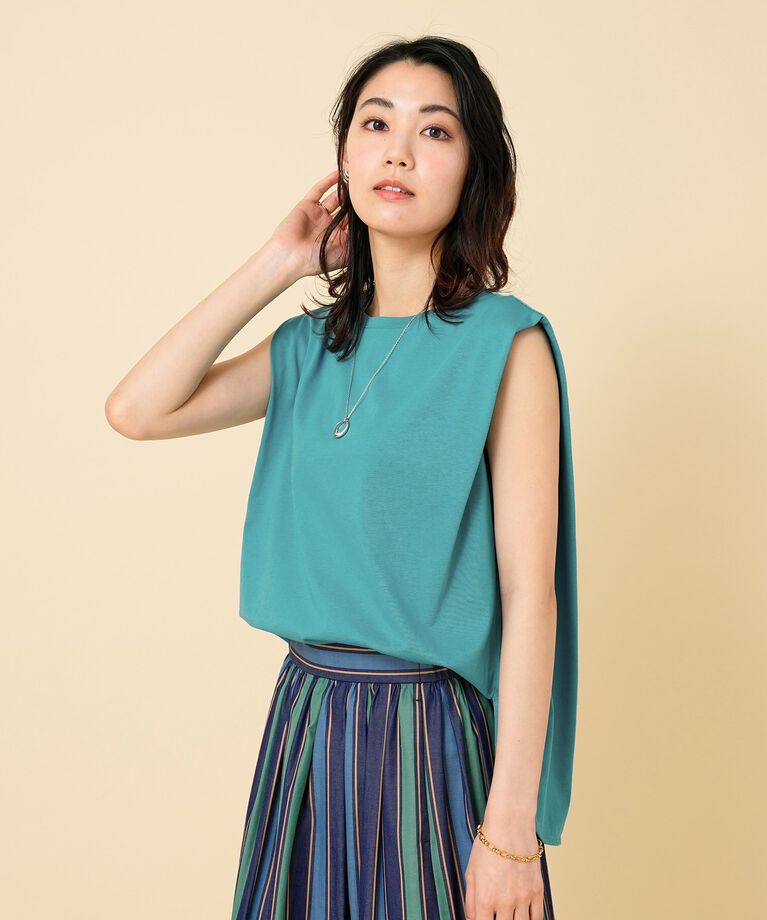 UNTITLED「【コットン100/ゆったり】タックショルダー カットソー」|Tシャツ・カットソー|ﾌﾞﾙｰｸﾞﾘｰﾝ(097)