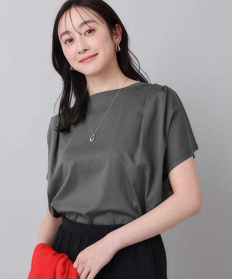 UNTITLED「【コットン100／8色展開】肩タックプルオーバー」|Tシャツ・カットソー|ﾁｬｺｰﾙｸﾞﾚｰ(014)
