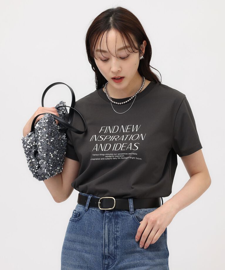 UNTITLED「【なめらかな肌触り】シルケットロゴTシャツ」|Tシャツ・カットソー|ﾁｬｺｰﾙｸﾞﾚｰ(114)