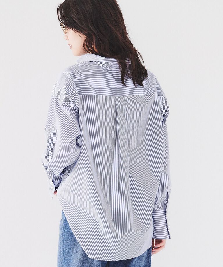 UNTITLED「【ニットと重ね着にもおすすめ】ワイドシルエットストライプシャツ」|シャツ・ブラウス|