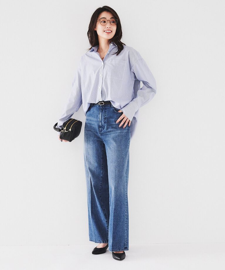 UNTITLED「【ニットと重ね着にもおすすめ】ワイドシルエットストライプシャツ」|シャツ・ブラウス|