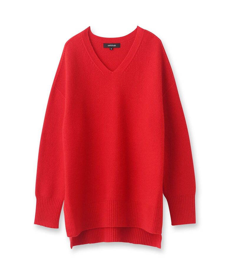 UNTITLED「【体型カバー/日本製/洗える】ウールシルクカシミヤミックス Vネックプルオーバーニット」|ニット・セーター|