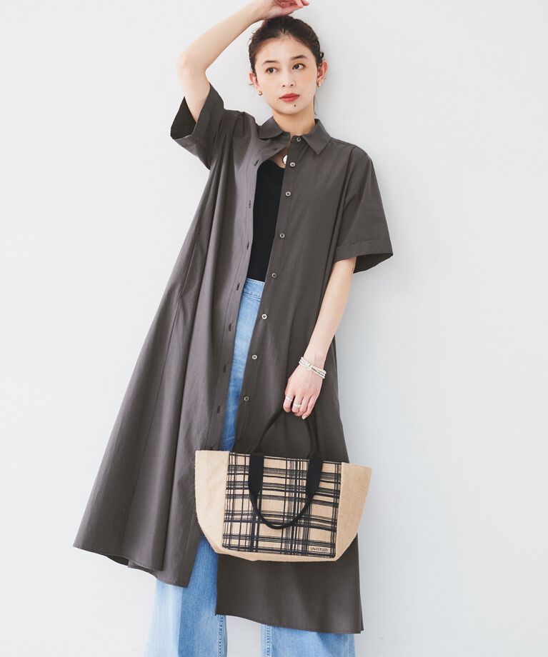 UNTITLED「【コットン100/前開き/夏ワンピ】ロングシャツワンピース」|ワンピース|チャコールグレー(0