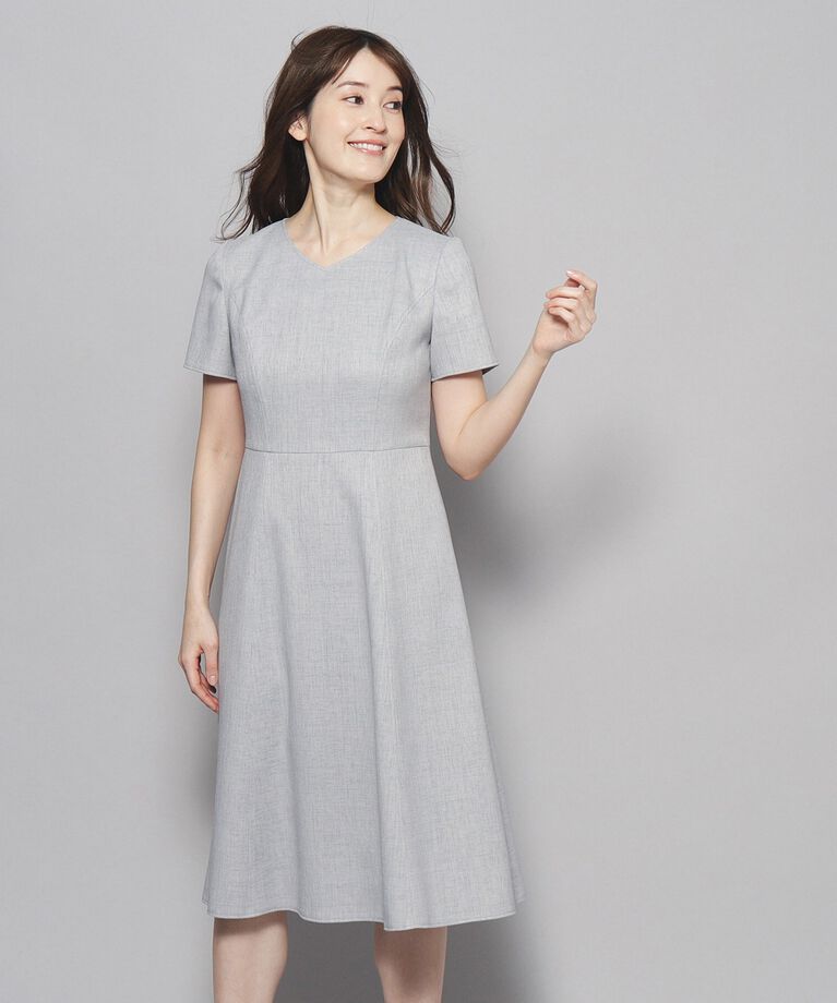 COUP DE CHANCE「【洗える／日本製／フレア】女性らしいシルエットが美しい、麻調ストレッチワンピース」|ワンピース|ﾗｲﾄｸﾞﾚｰ(013)