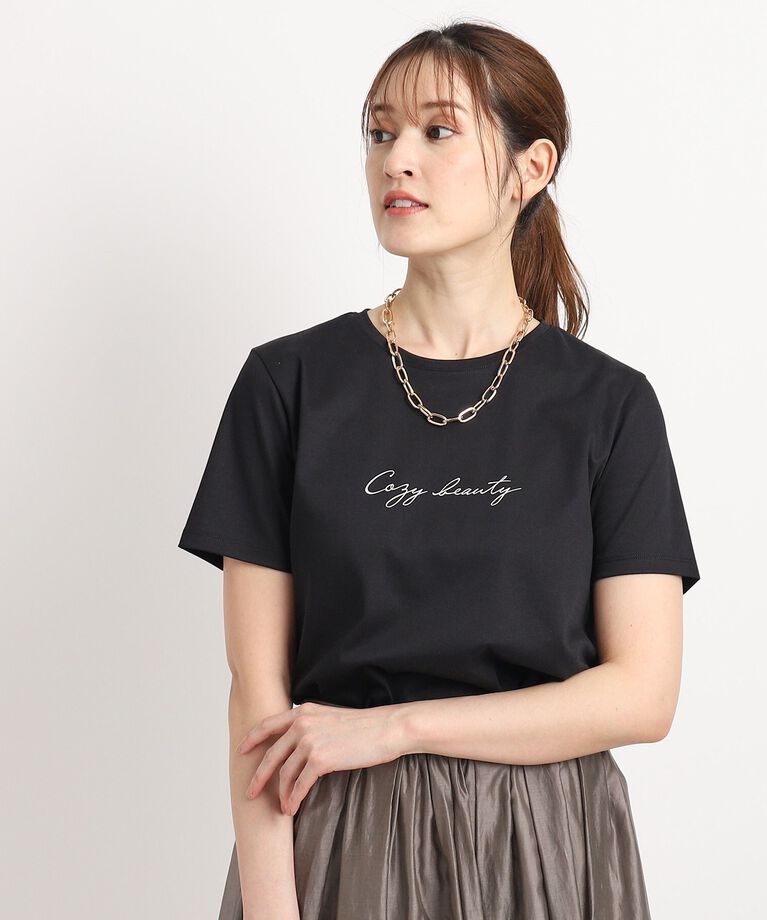 COUP DE CHANCE「【洗える／日本製】夏のスタイリングに活躍するロゴTシャツ」|Tシャツ・カットソー|ﾌﾞﾗｯｸ(019)
