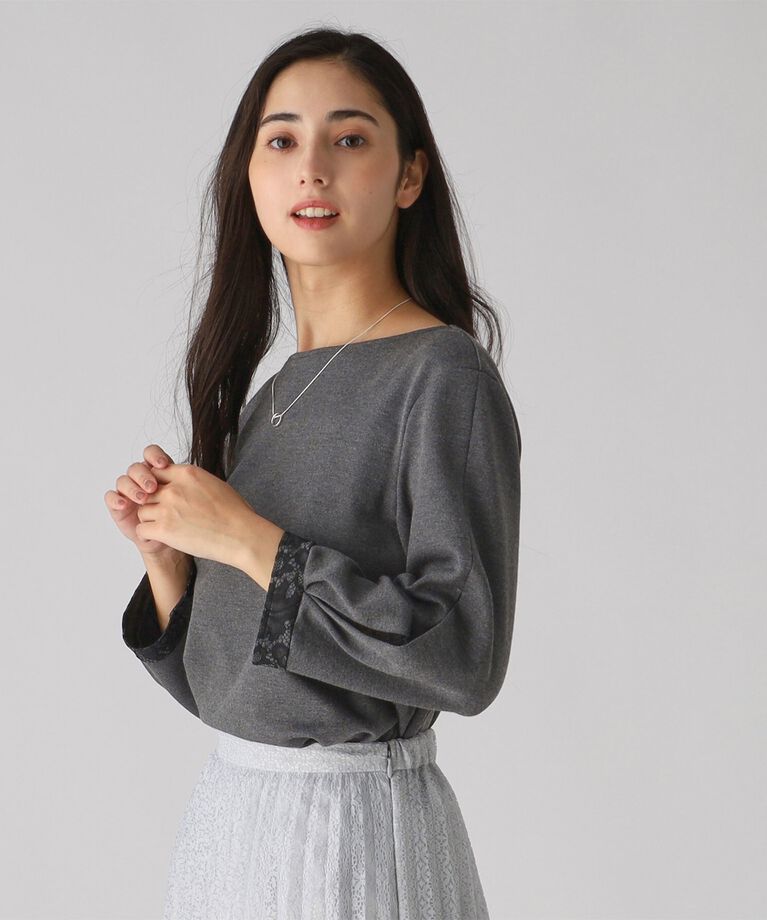 COUP DE CHANCE「【洗える／日本製】袖レースプルオーバージャージ」|Tシャツ・カットソー|
