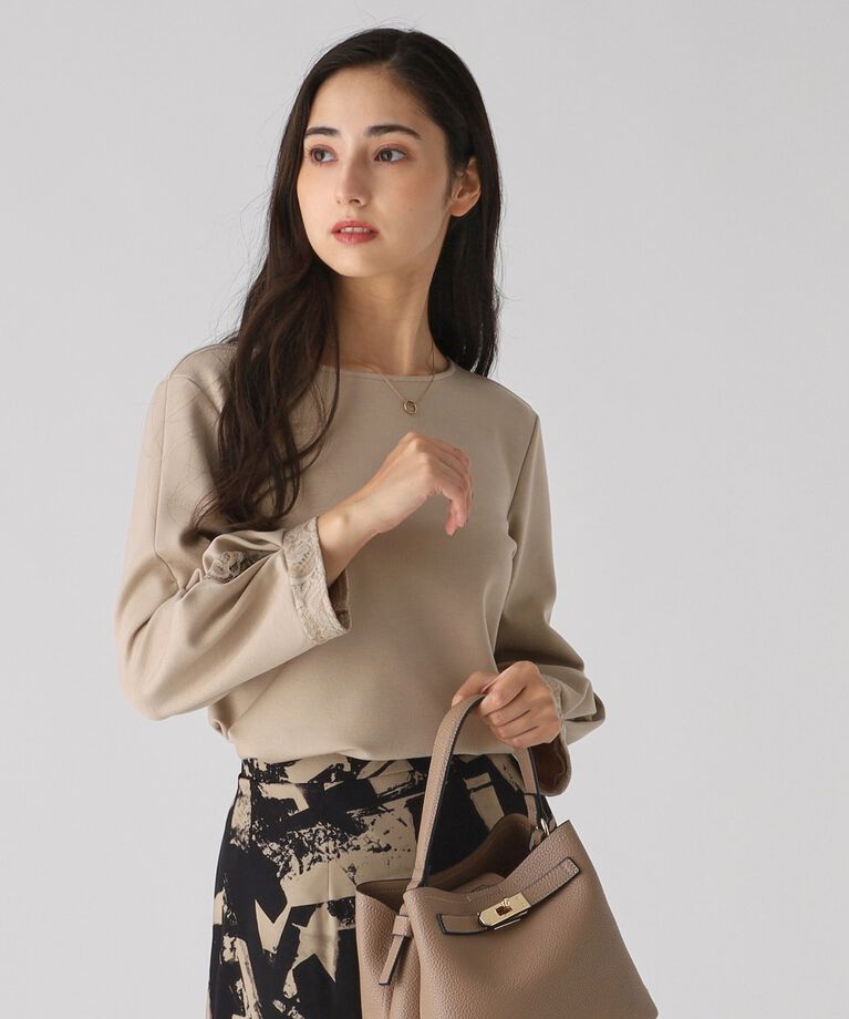COUP DE CHANCE「【洗える／日本製】袖レースプルオーバージャージ」|Tシャツ・カットソー|