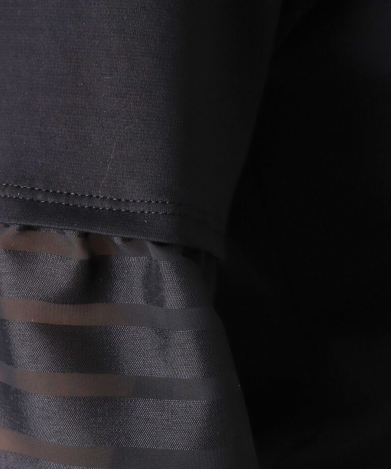 COUP DE CHANCE「【洗える／日本製／接触冷感】シアーボーダー袖のジャージプルオーバー」|Tシャツ・カットソー|