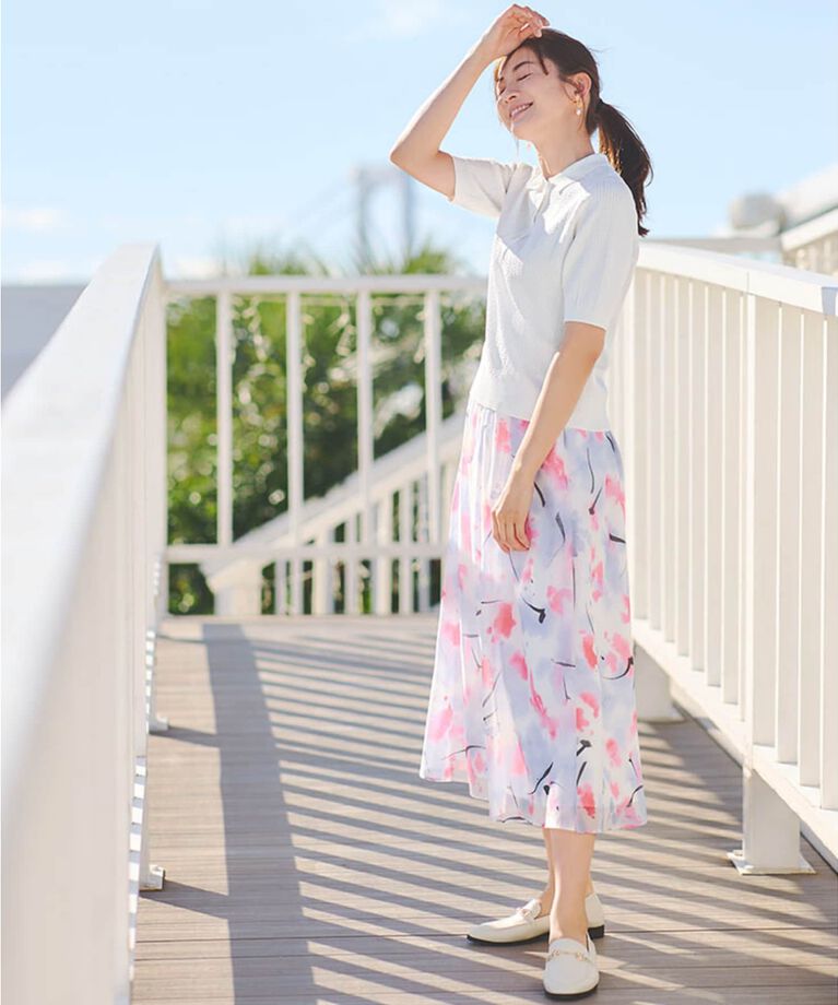 Reflect「【SALE/マシンウォッシュ可能】プリントシアースカート」|スカート|