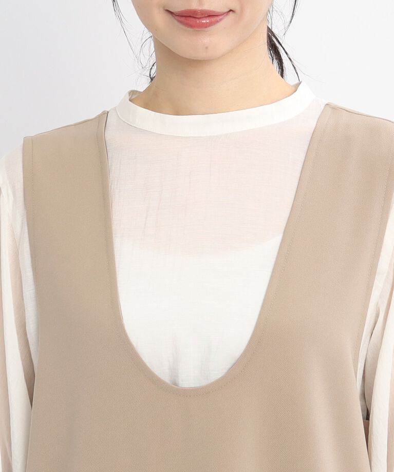 Reflect「【SALE／E‐QUALITY／セットアイテム】前後2Wayジャンパースカート＋バンドカラーブラウス」|ワンピース|