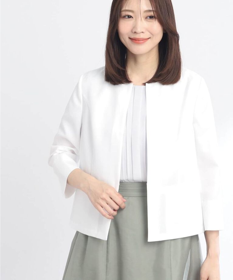 Reflect「【SALE／UVカット／接触冷感／洗える／セットアップ可能】ドライタッチジャケット」|ノーカラージャケット|ｵﾌﾎﾜｲﾄ(003)