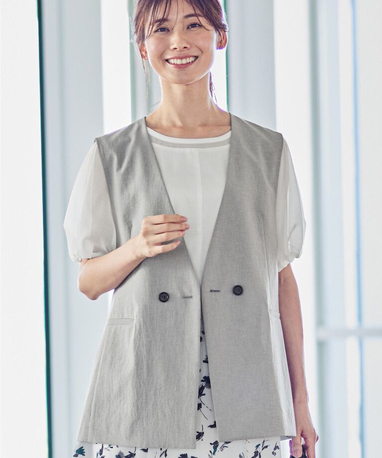 Reflect「【SALE／UVカット／接触冷感／洗える／シワになりにくい】涼しげサマージレ」|ベスト・ジレ|ﾗｲﾄｸﾞﾚｰ(011)