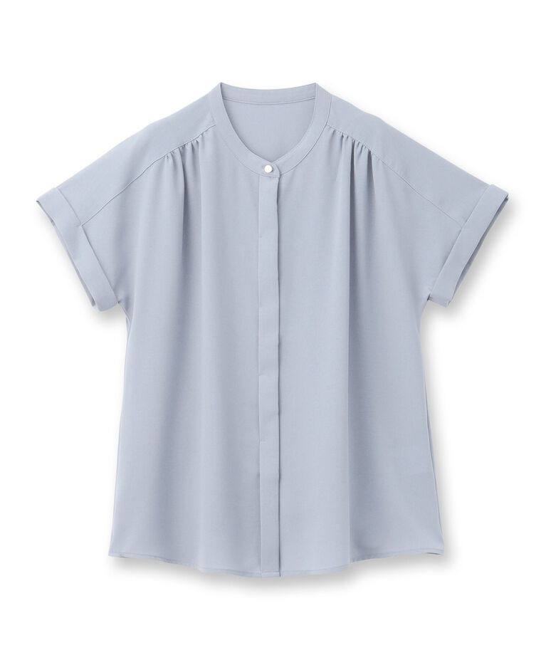 Reflect「【夏SALE／マシンウォッシュ可】ドライタッチバンドカラーブラウス」|シャツ・ブラウス|