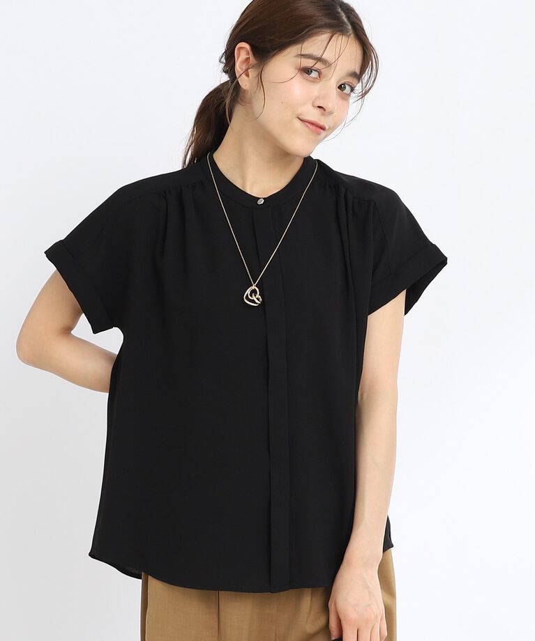 Reflect「【夏SALE／マシンウォッシュ可】ドライタッチバンドカラーブラウス」|シャツ・ブラウス|