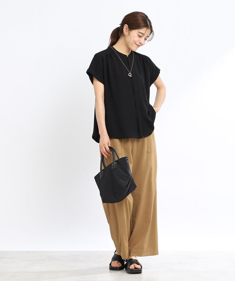 Reflect「【夏SALE／マシンウォッシュ可】ドライタッチバンドカラーブラウス」|シャツ・ブラウス|