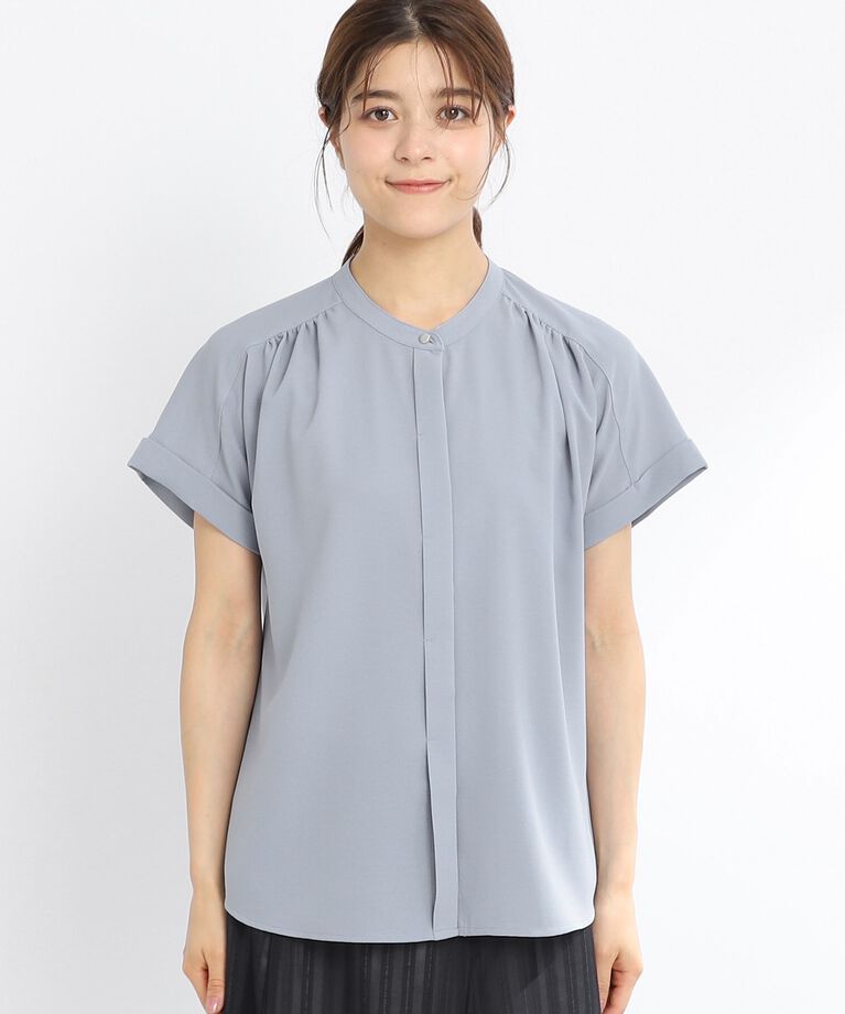 Reflect「【夏SALE／マシンウォッシュ可】ドライタッチバンドカラーブラウス」|シャツ・ブラウス|