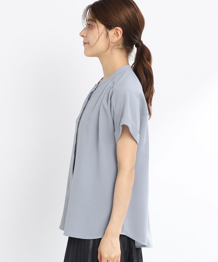 Reflect「【夏SALE／マシンウォッシュ可】ドライタッチバンドカラーブラウス」|シャツ・ブラウス|