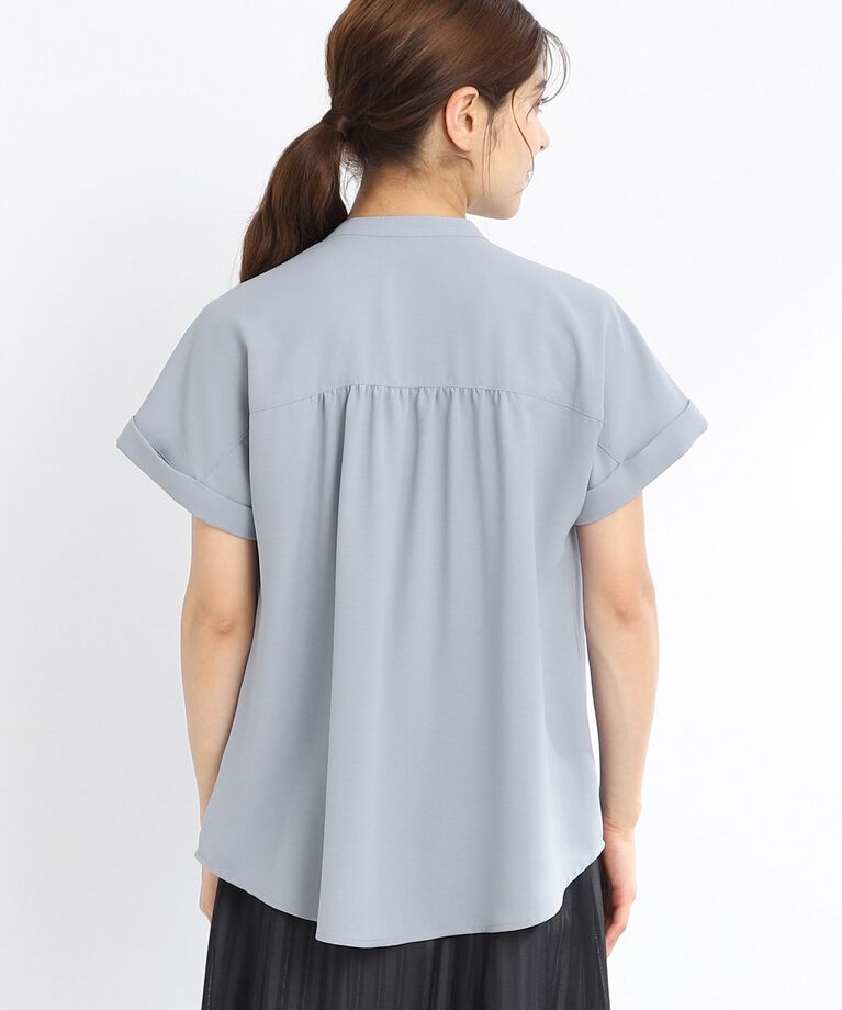 Reflect「【夏SALE／マシンウォッシュ可】ドライタッチバンドカラーブラウス」|シャツ・ブラウス|