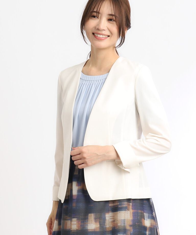 Reflect「【SALE／夏に快適！／接触冷感／洗える／セットアップ可能】ノーカラージャケット」|ノーカラージャケット|アイボリー(004)