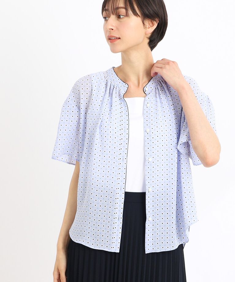 Reflect「【SALE／接触冷感／手洗い可】ウインドミルモチーフプリントブラウス」|シャツ・ブラウス|ブルー(191)